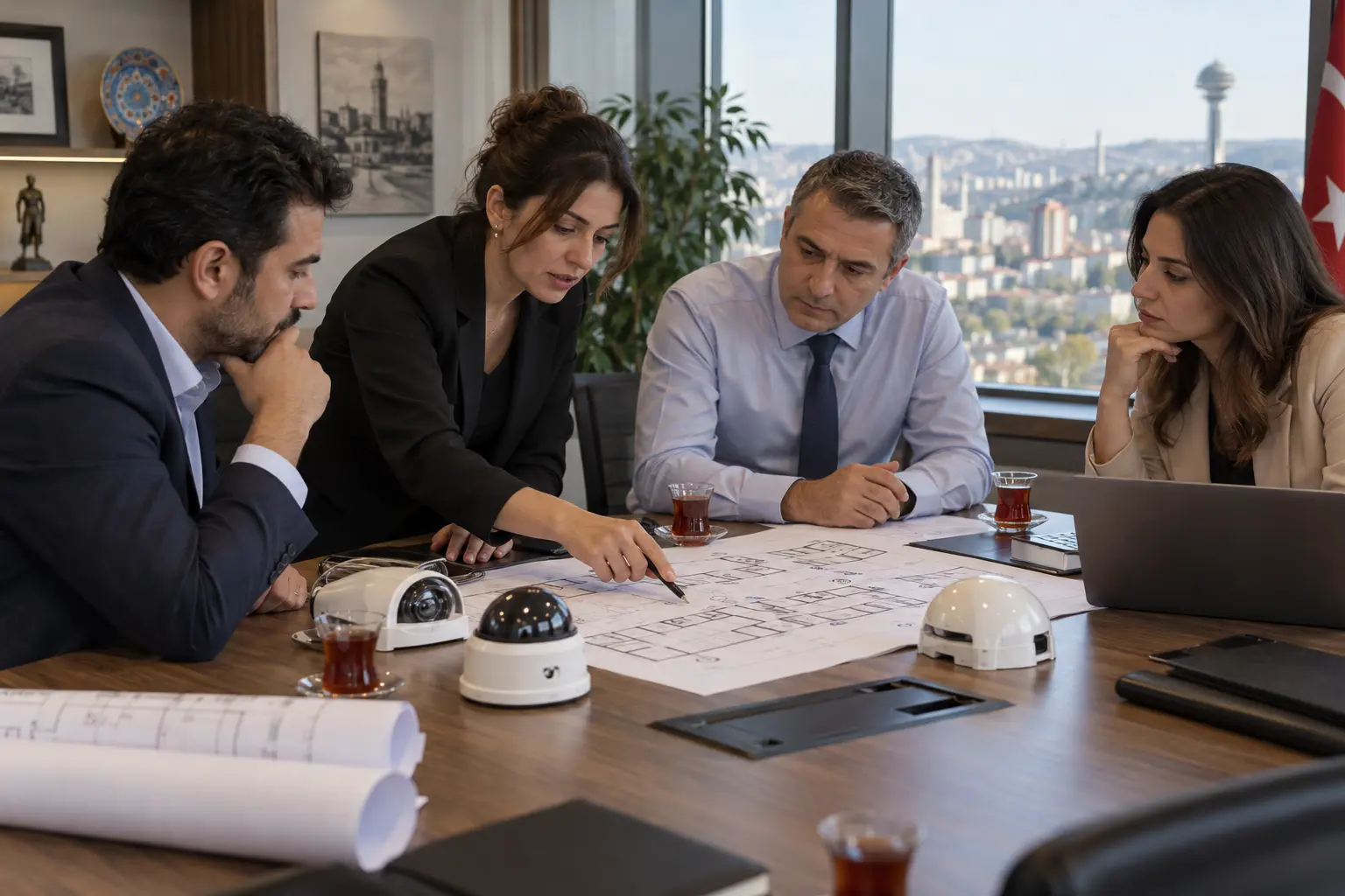 Illustrative stock photography of professionals reviewing a site plan